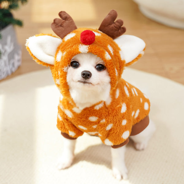 Pet Dog Cat Christmas Clothes Elk Supplies Autumn And Winter Fleece-lined Medium-sized Dog Bichon Jarre Aero Bull Corgi Pet Costume